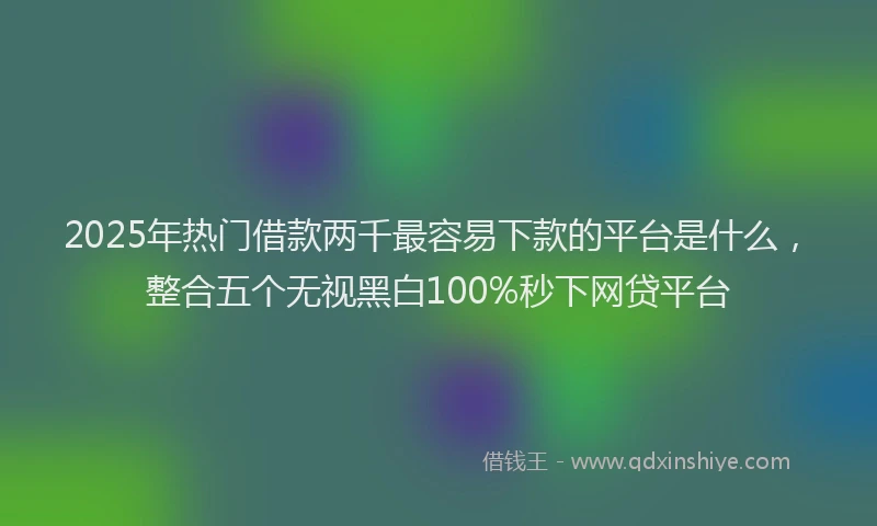 2025年热门借款两千最容易下款的平台是什么，整合五个无视黑白100%秒下网贷平台