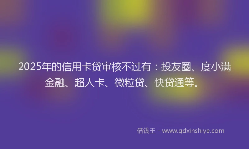 2025年的信用卡贷审核不过有：投友圈、度小满金融、超人卡、微粒贷、快贷通等。