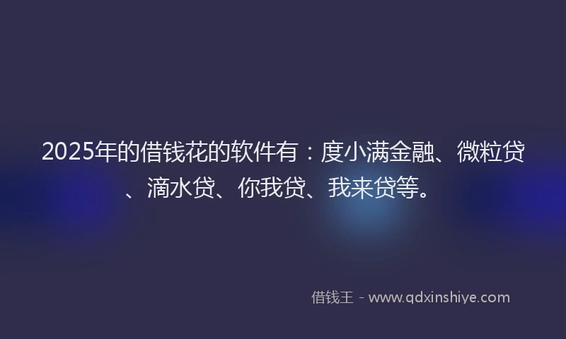 2025年的借钱花的软件有：度小满金融、微粒贷、滴水贷、你我贷、我来贷等。