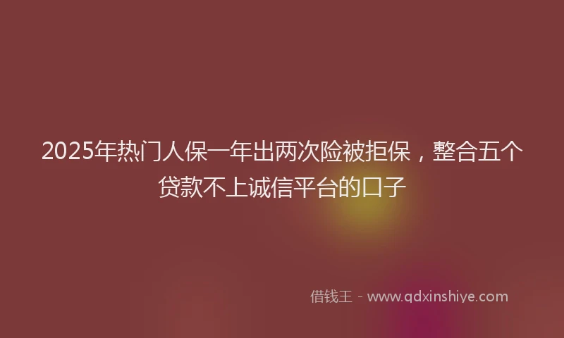 2025年热门人保一年出两次险被拒保，整合五个贷款不上诚信平台的口子