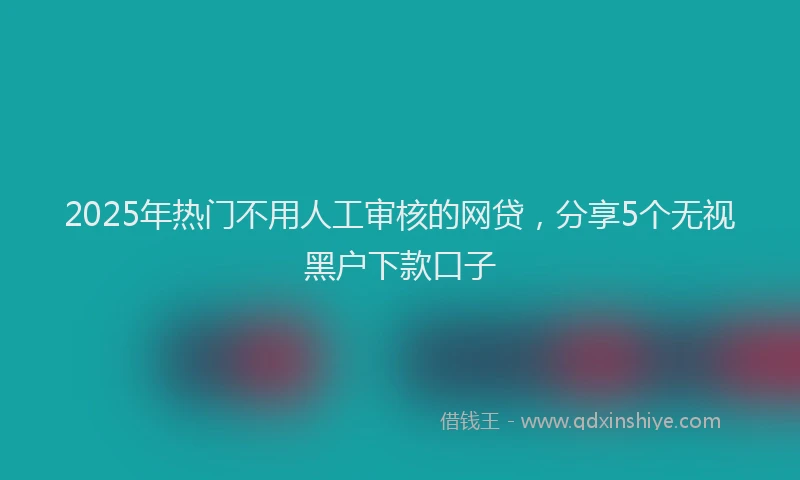 2025年热门不用人工审核的网贷，分享5个无视黑户下款口子