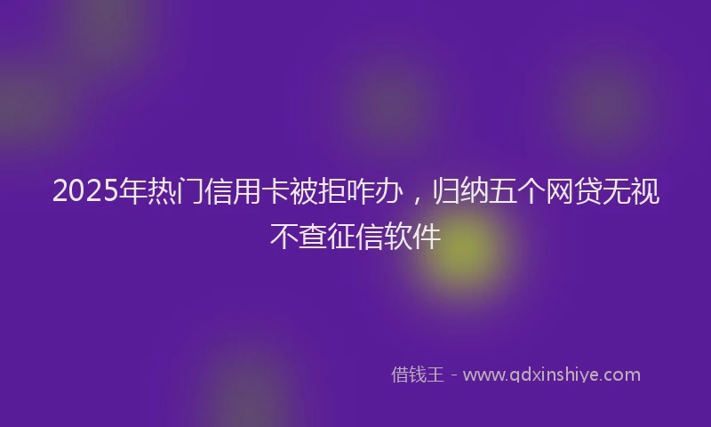 2025年热门信用卡被拒咋办，归纳五个网贷无视不查征信软件