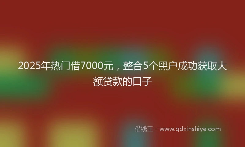 2025年热门借7000元，整合5个黑户成功获取大额贷款的口子