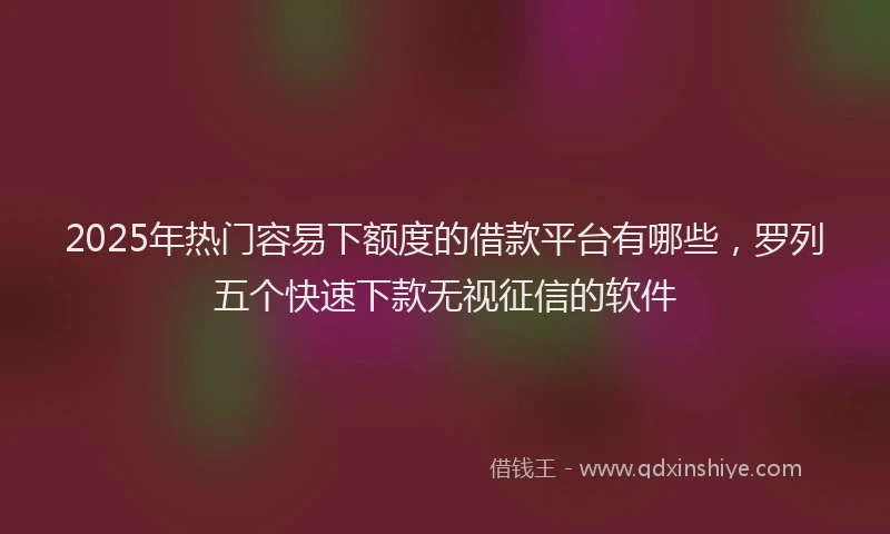 2025年热门容易下额度的借款平台有哪些，罗列五个快速下款无视征信的软件
