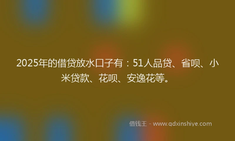 2025年的借贷放水口子有：51人品贷、省呗、小米贷款、花呗、安逸花等。