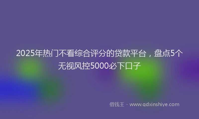 2025年热门不看综合评分的贷款平台，盘点5个无视风控5000必下口子