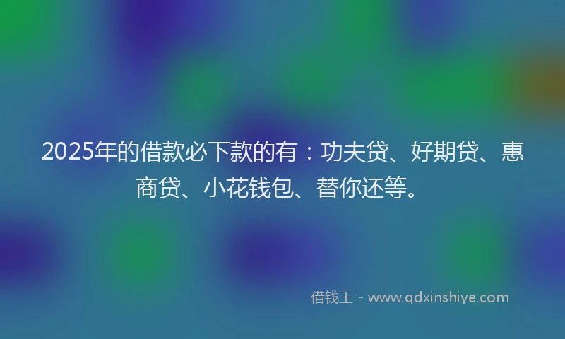 2025年的借款必下款的有：功夫贷、好期贷、惠商贷、小花钱包、替你还等。