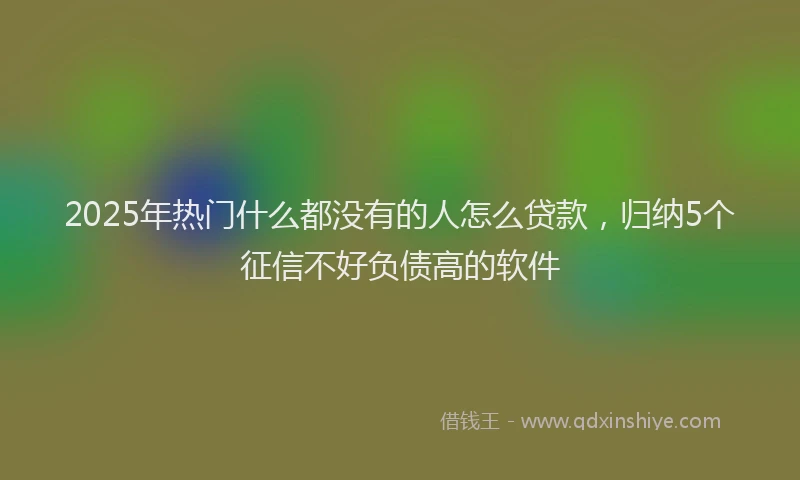 2025年热门什么都没有的人怎么贷款，归纳5个征信不好负债高的软件