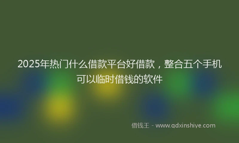 2025年热门什么借款平台好借款，整合五个手机可以临时借钱的软件