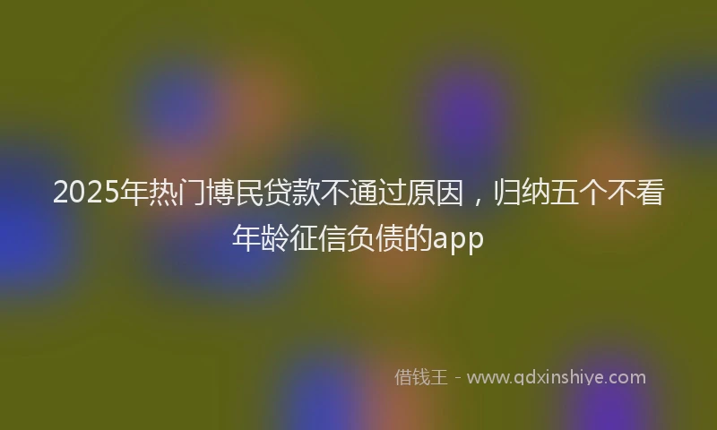 2025年热门博民贷款不通过原因，归纳五个不看年龄征信负债的app