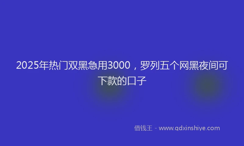 2025年热门双黑急用3000，罗列五个网黑夜间可下款的口子