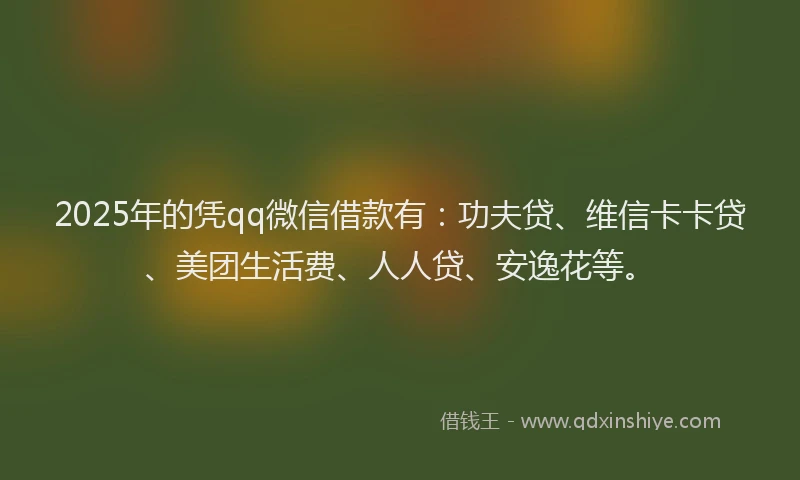 2025年的凭qq微信借款有：功夫贷、维信卡卡贷、美团生活费、人人贷、安逸花等。