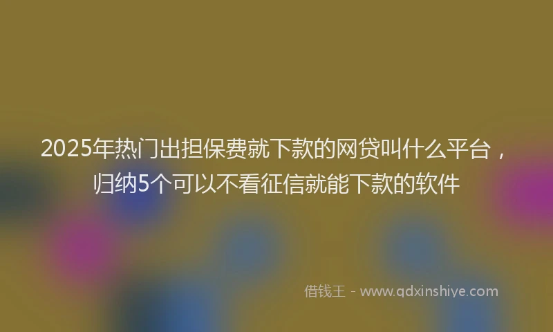 2025年热门出担保费就下款的网贷叫什么平台，归纳5个可以不看征信就能下款的软件