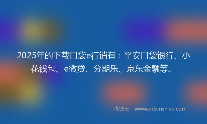 2025年的下载口袋e行销有：平安口袋银行、小花钱包、e微贷、分期乐、京东金融等。