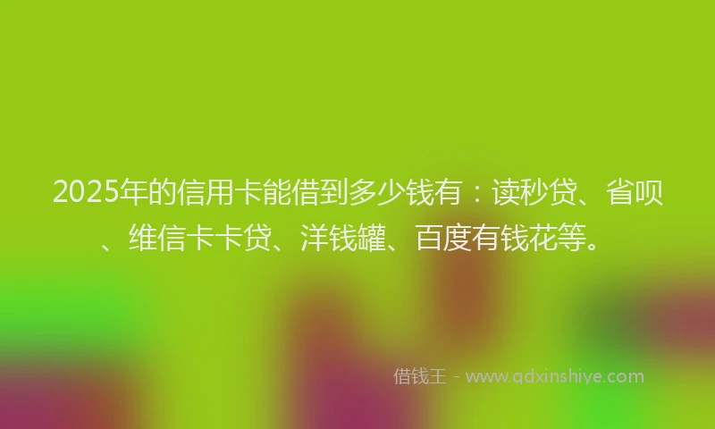 2025年的信用卡能借到多少钱有：读秒贷、省呗、维信卡卡贷、洋钱罐、百度有钱花等。