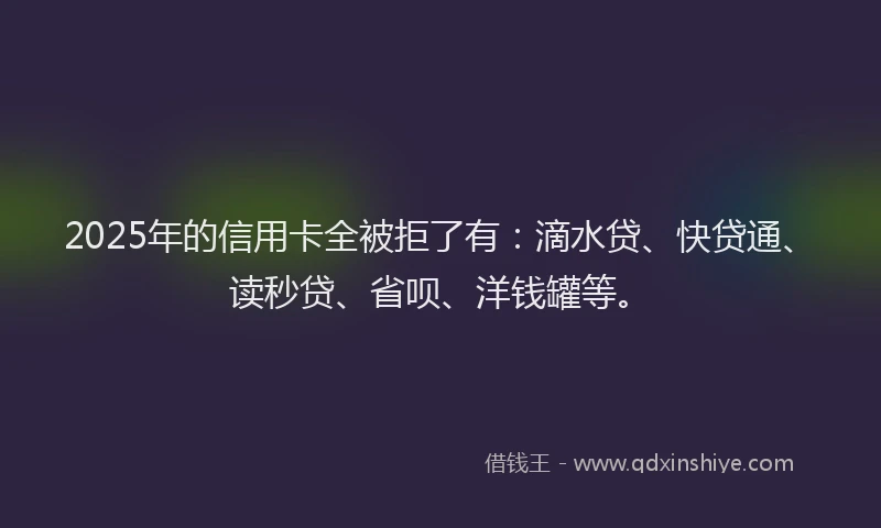 2025年的信用卡全被拒了有：滴水贷、快贷通、读秒贷、省呗、洋钱罐等。