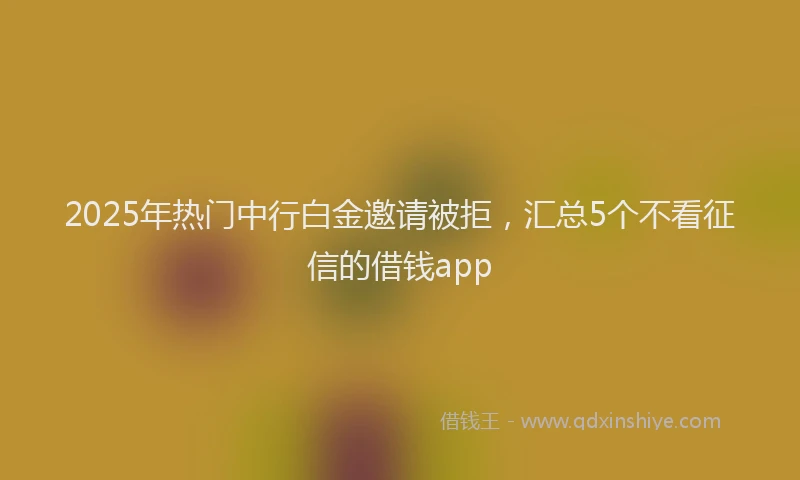 2025年热门中行白金邀请被拒，汇总5个不看征信的借钱app