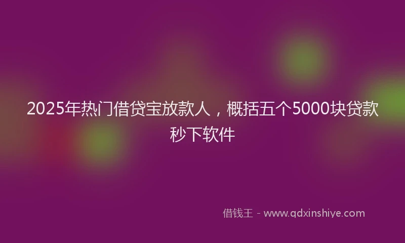 2025年热门借贷宝放款人，概括五个5000块贷款秒下软件
