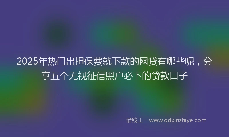 2025年热门出担保费就下款的网贷有哪些呢，分享五个无视征信黑户必下的贷款口子