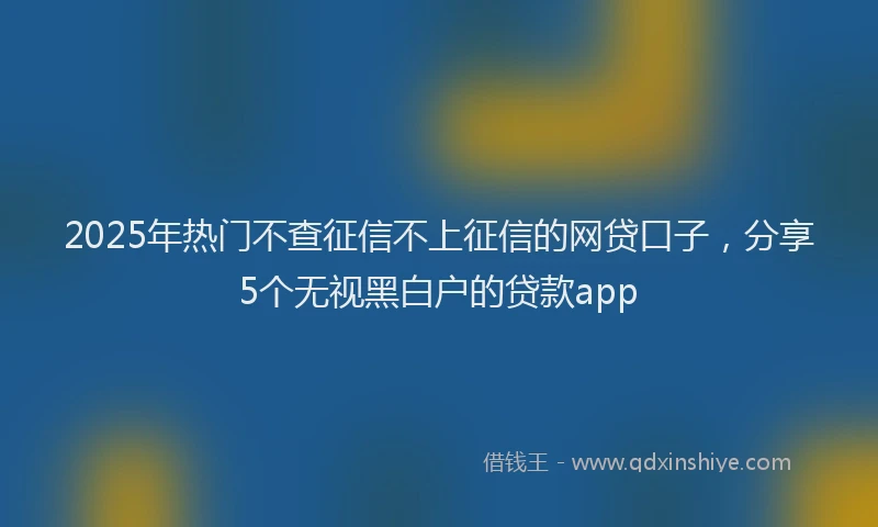 2025年热门不查征信不上征信的网贷口子，分享5个无视黑白户的贷款app