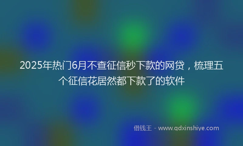 2025年热门6月不查征信秒下款的网贷，梳理五个征信花居然都下款了的软件