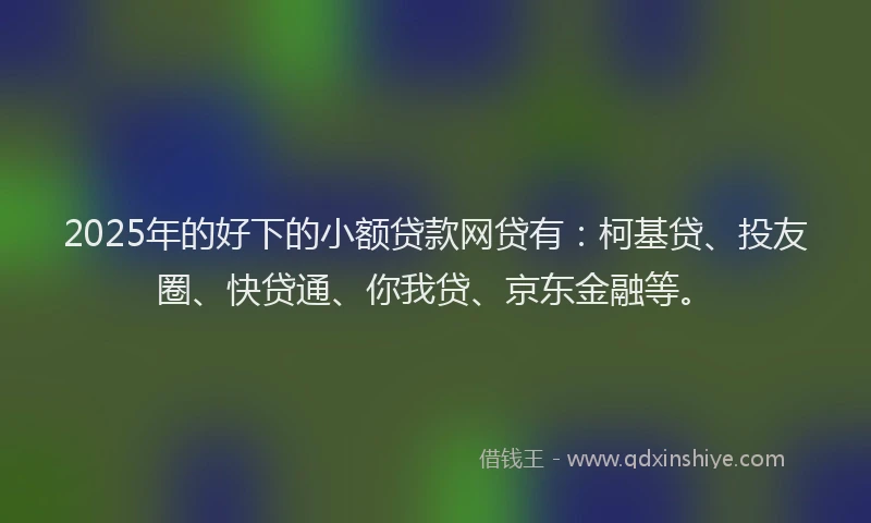 2025年的好下的小额贷款网贷有：柯基贷、投友圈、快贷通、你我贷、京东金融等。