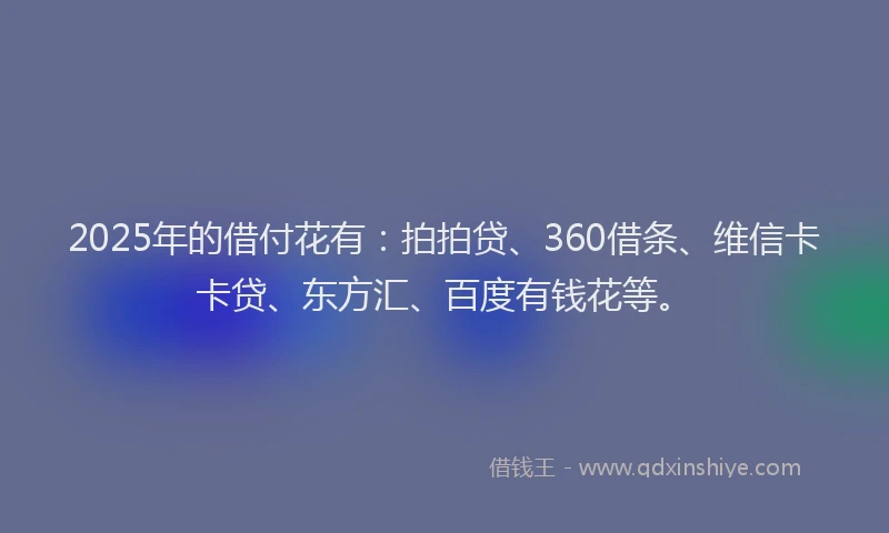 2025年的借付花有：拍拍贷、360借条、维信卡卡贷、东方汇、百度有钱花等。