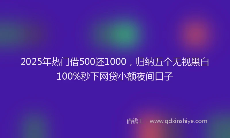 2025年热门借500还1000，归纳五个无视黑白100%秒下网贷小额夜间口子