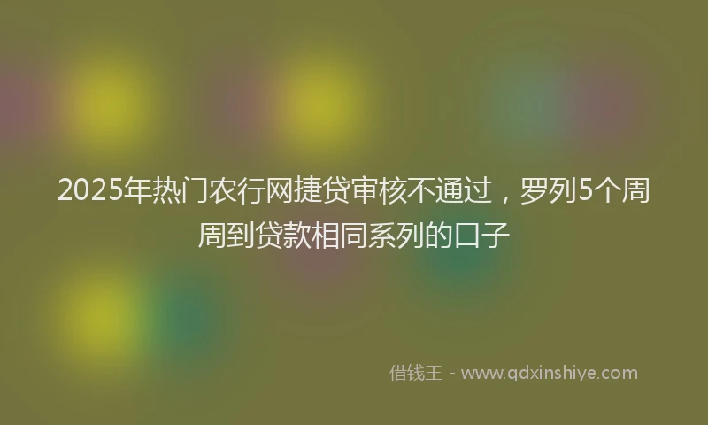 2025年热门农行网捷贷审核不通过，罗列5个周周到贷款相同系列的口子