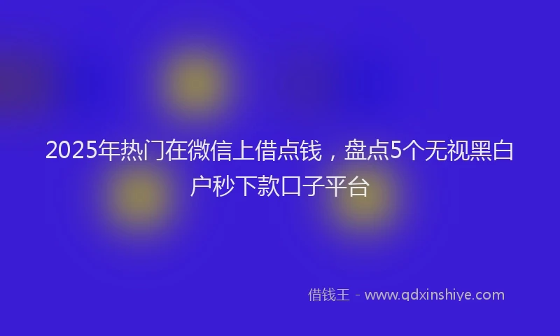 2025年热门在微信上借点钱，盘点5个无视黑白户秒下款口子平台
