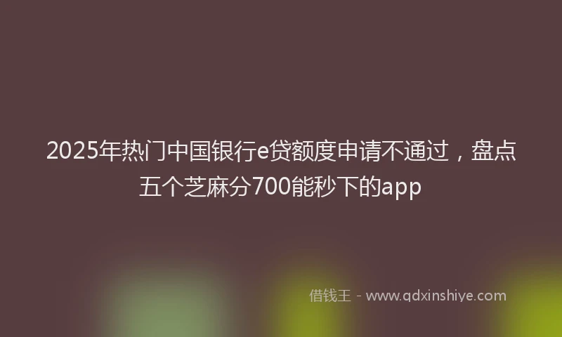 2025年热门中国银行e贷额度申请不通过，盘点五个芝麻分700能秒下的app