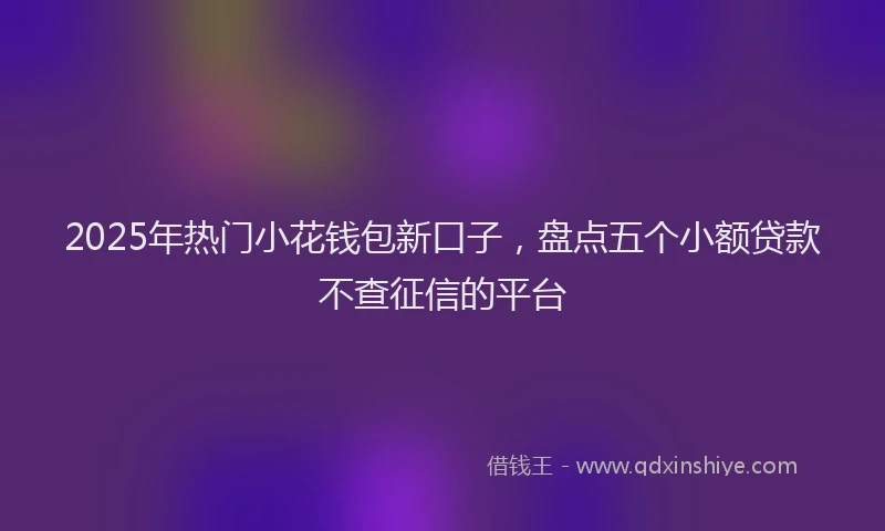 2025年热门小花钱包新口子，盘点五个小额贷款不查征信的平台