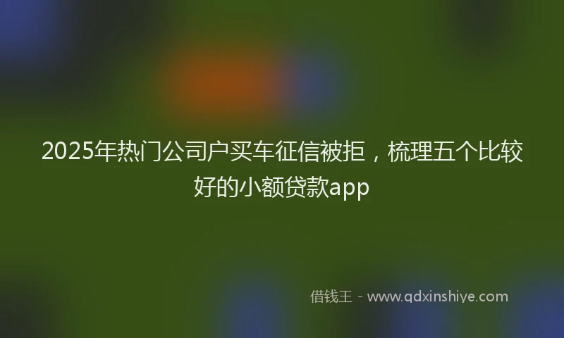2025年热门公司户买车征信被拒，梳理五个比较好的小额贷款app