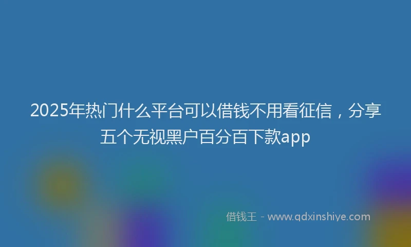 2025年热门什么平台可以借钱不用看征信，分享五个无视黑户百分百下款app