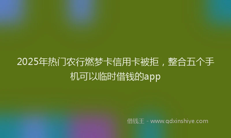 2025年热门农行燃梦卡信用卡被拒，整合五个手机可以临时借钱的app