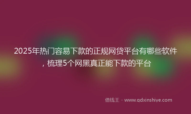 2025年热门容易下款的正规网贷平台有哪些软件，梳理5个网黑真正能下款的平台