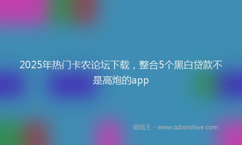 2025年热门卡农论坛下载，整合5个黑白贷款不是高炮的app