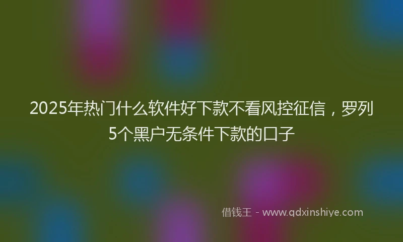 2025年热门什么软件好下款不看风控征信，罗列5个黑户无条件下款的口子