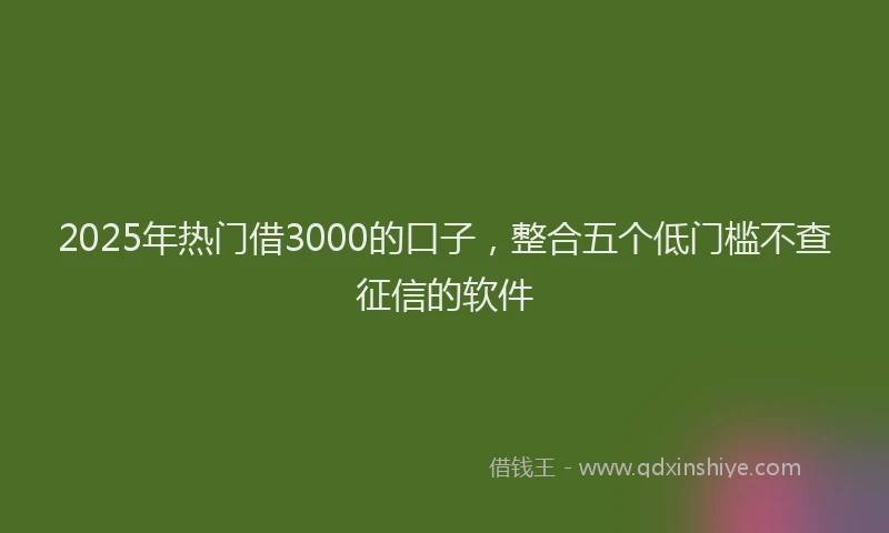 2025年热门借3000的口子，整合五个低门槛不查征信的软件