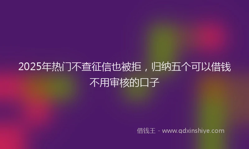 2025年热门不查征信也被拒，归纳五个可以借钱不用审核的口子