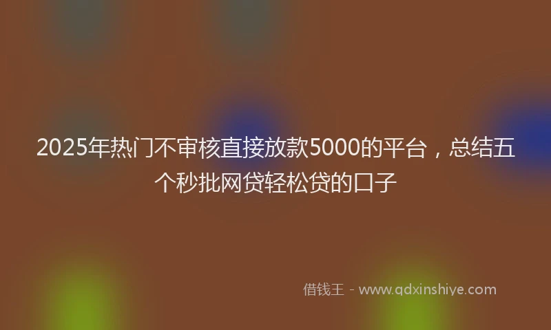 2025年热门不审核直接放款5000的平台，总结五个秒批网贷轻松贷的口子