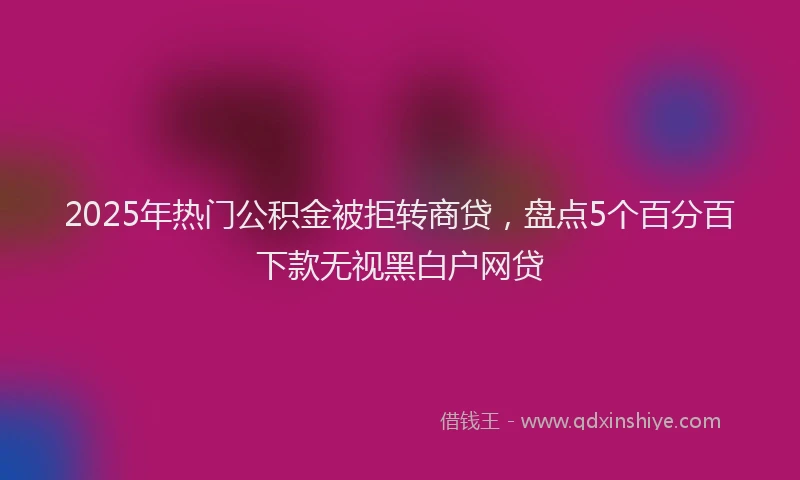 2025年热门公积金被拒转商贷，盘点5个百分百下款无视黑白户网贷