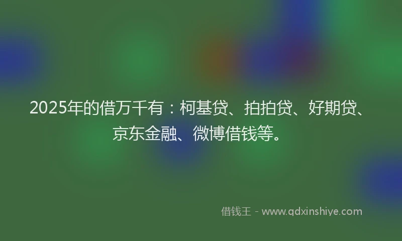2025年的借万千有：柯基贷、拍拍贷、好期贷、京东金融、微博借钱等。