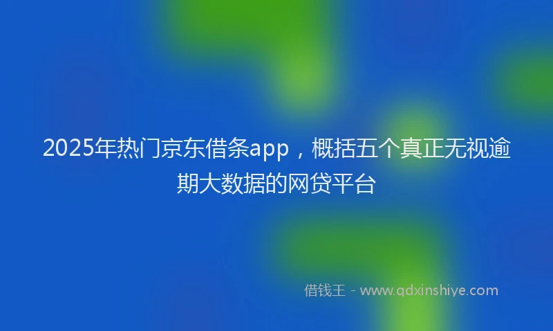2025年热门京东借条app，概括五个真正无视逾期大数据的网贷平台
