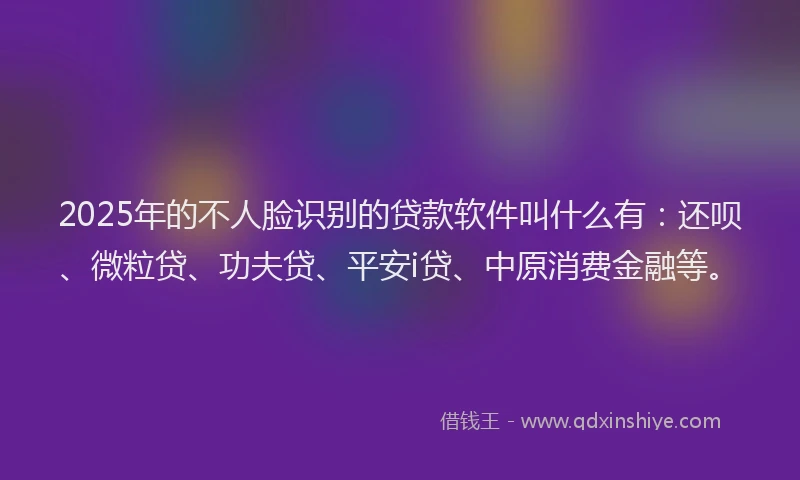 2025年的不人脸识别的贷款软件叫什么有：还呗、微粒贷、功夫贷、平安i贷、中原消费金融等。