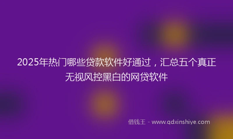 2025年热门哪些贷款软件好通过，汇总五个真正无视风控黑白的网贷软件