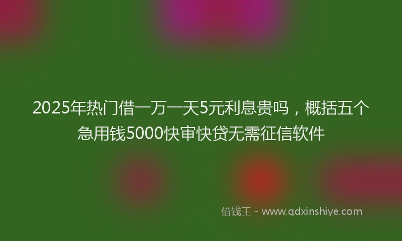 2025年热门借一万一天5元利息贵吗，概括五个急用钱5000快审快贷无需征信软件