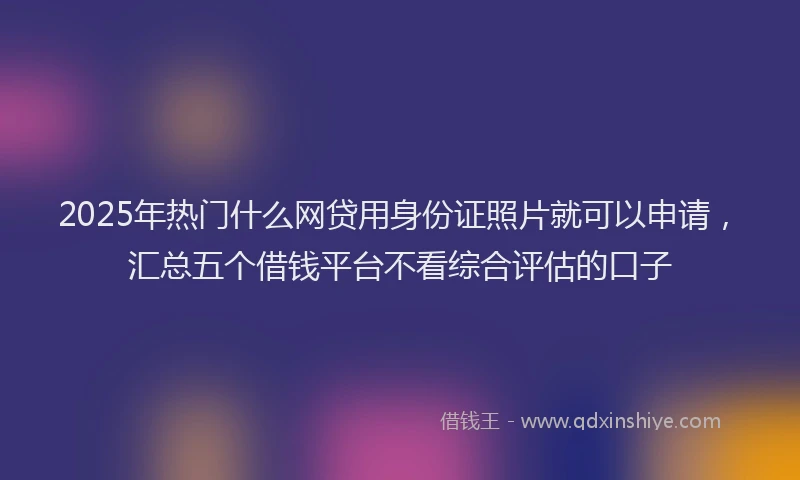 2025年热门什么网贷用身份证照片就可以申请，汇总五个借钱平台不看综合评估的口子
