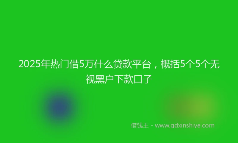 2025年热门借5万什么贷款平台，概括5个5个无视黑户下款口子