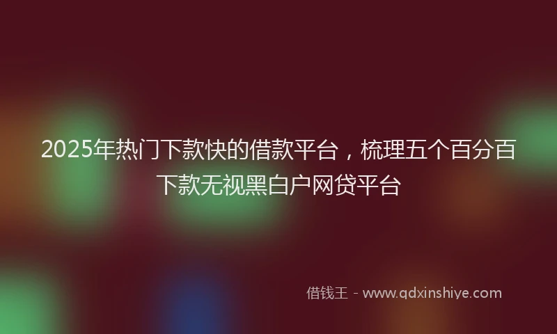2025年热门下款快的借款平台，梳理五个百分百下款无视黑白户网贷平台